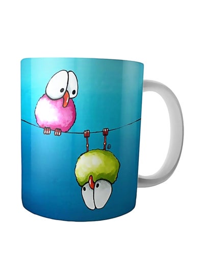 Buy Printed Ceramic Mug Blue/Pink/Green in Egypt