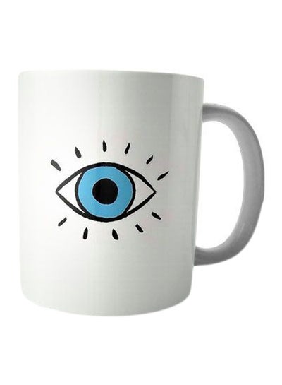 Buy Printed Ceramic Mug White/Blue/Black Standard Size in Egypt