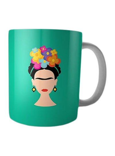 Buy Printed Ceramic Mug Green/Beige in Egypt