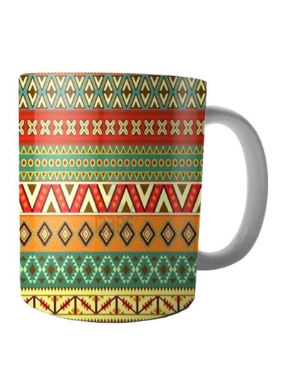 Buy Printed Ceramic Mug Green/Red/Orange in Egypt