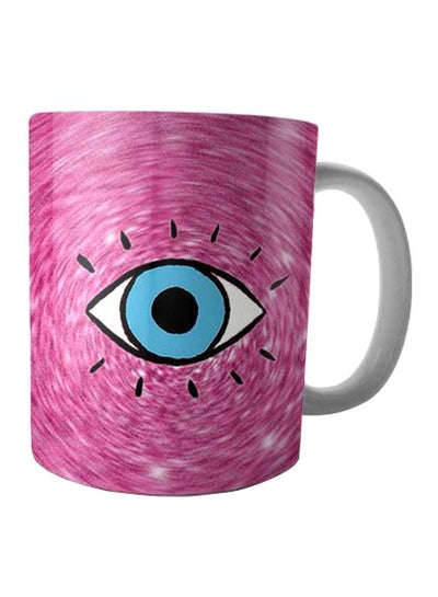 Buy Printed Ceramic Mug Pink/Blue/White in Egypt