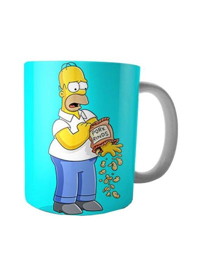 Buy Cartoon Printed Mug Blue/Yellow/White in Egypt