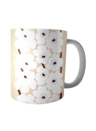 Buy Printed Ceramic Mug Beige/White/Brown in Egypt