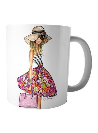 Buy Printed Ceramic Mug White/Pink/Beige in Egypt