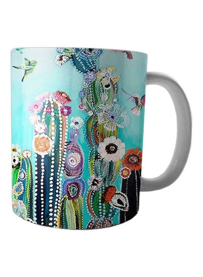 Buy Printed Ceramic Mug Blue/White/Orange in Egypt