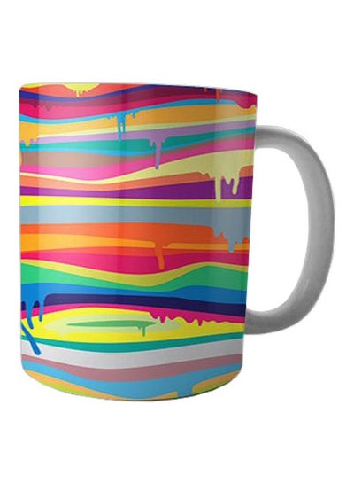 Buy Printed Ceramic Mug Green/Pink/Yellow in Egypt