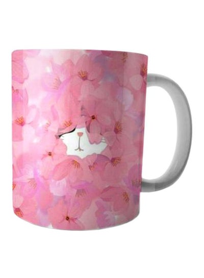 Buy Printed Ceramic Coffee Mug Pink/White Standard in Egypt