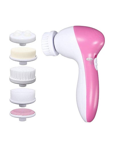 Buy 5-In-1 Portable Electric Facial Massager Pink/White in Egypt