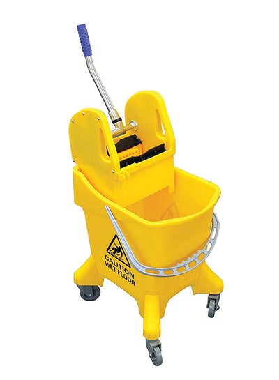 Buy Mop Bucket With Deluxe Wringer Yellow 32Liters in UAE