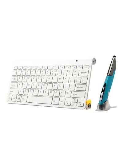 Buy Bluetooth Pen Mouse And Keyboard Set With USB Receiver White in UAE