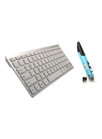 اشتري طقم مكون من ماوس على شكل قلم ولوحة مفاتيح لاسلكييْن يعملان بالبلوتوث مع مستقبِل USB أبيض في السعودية