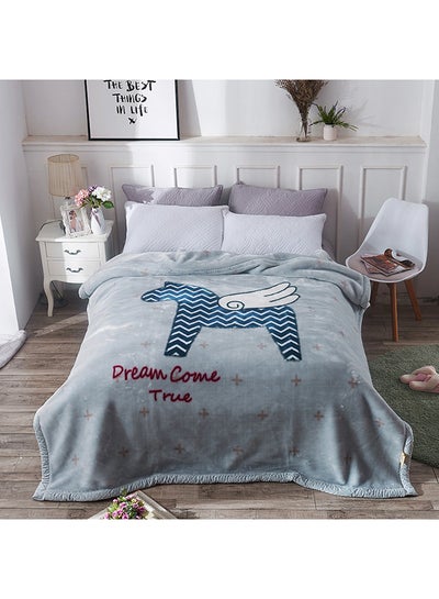 Buy Animal Print Sweet Warm Blanket cotton Grey 180x220cm in Saudi Arabia