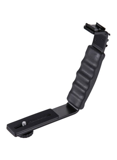 Buy L-Shaped Handheld Grip Holder With Dual Sided Cold Shoe Mount Black in UAE