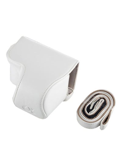 Buy PU Leather Camera Case With Strap For Sony A6000/A6300/Nex6 White in UAE