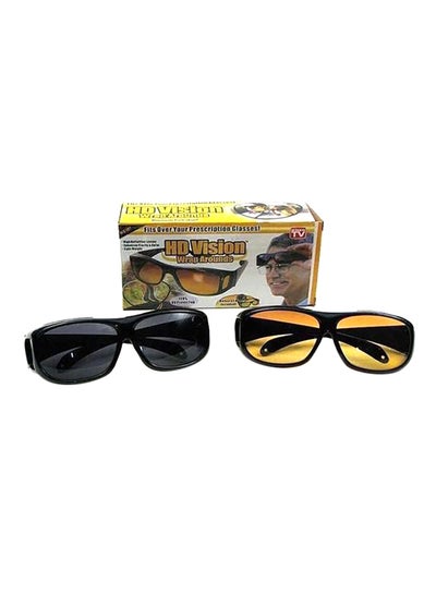 Buy 2-Piece HD Vision Glasses Black/Orange in Egypt