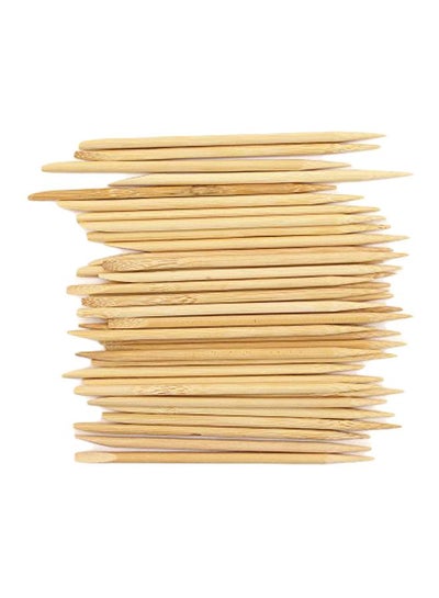 Buy 20-Piece Disposable Bamboo Nail Art Manicure Pedicure Sticks Beige in UAE
