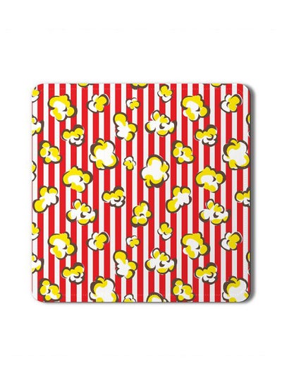 Buy 2-Piece Popcorn Pop Designer Coasters Mat For Beverage Drinks Multicolour 3.8 x 3.8inch in UAE