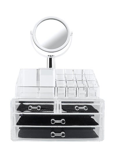 Buy 4 Drawers Cosmetic Jewellery Organizer Box With Removable Mirror Clear in Egypt