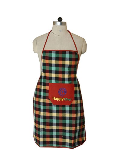 Buy Checked Design PVC Kitchen Apron With Front Pocket Multicolour 74 x 51cm in Egypt