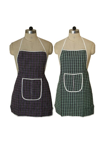 Buy Set Of 2 Checked Design Kitchen Apron With Front Pocket Multicolour 29 x 20inch in Egypt