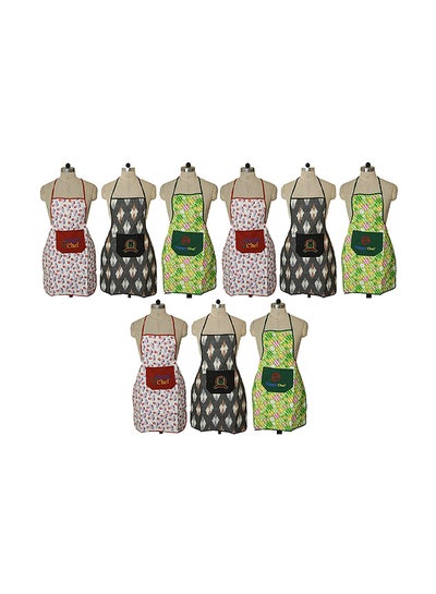 Buy Set Of 9 Waterproof Kitchen Apron With Front Pocket Multicolour 29 x 20inch in Egypt