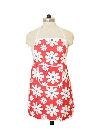 Buy Floral Design Kitchen Apron With Front Pocket Red/White 29 x 20inch in Egypt