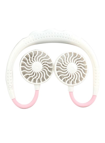 Buy USB Mini Dual-Head Neckband Fan FS036 White/Pink in UAE