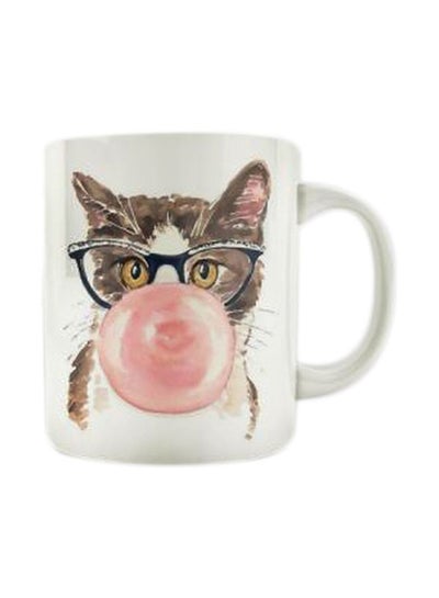 Buy Printed Ceramic Mug White/Pink/Brown in Egypt