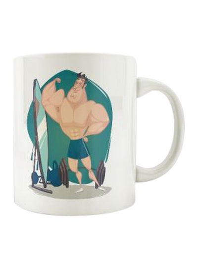 Buy Printed Ceramic Coffee Mug White/Green/Brown in Egypt