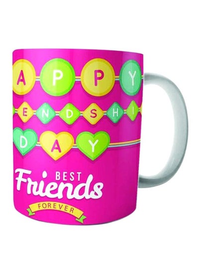 Buy Printed Porcelain Coffee Mug Pink/Green/Yellow in Egypt