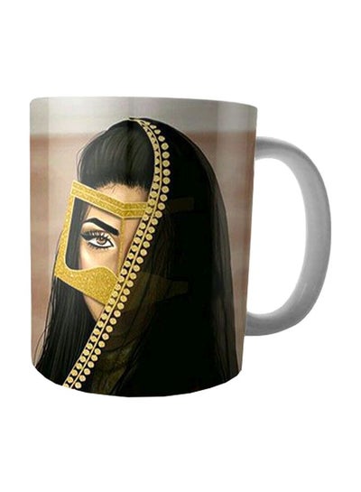 Buy Printed Ceramic Mug White/Black/Gold One Size in Egypt