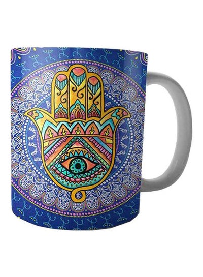 Buy Printed Ceramic Mug Blue/Yellow/Pink in Egypt