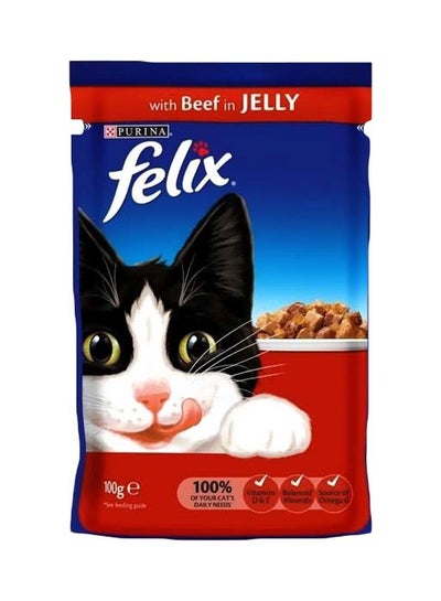 Buy Felix Beef In Jelly Sachet Red/Blue 100grams in Saudi Arabia