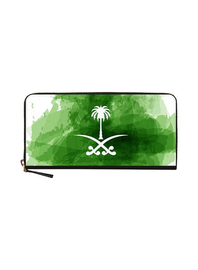 Buy Saudi Emblem Classic Zip Wallet Green in UAE