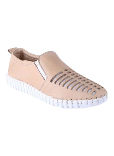 Buy Leather Slip-on Casual Shoes Cream in Egypt