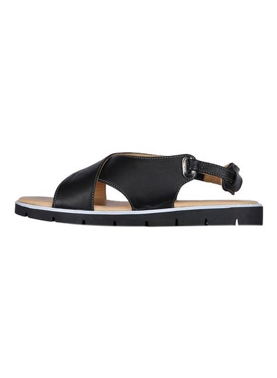 Buy Cross Strap Flat Sandals Black/Beige in Egypt