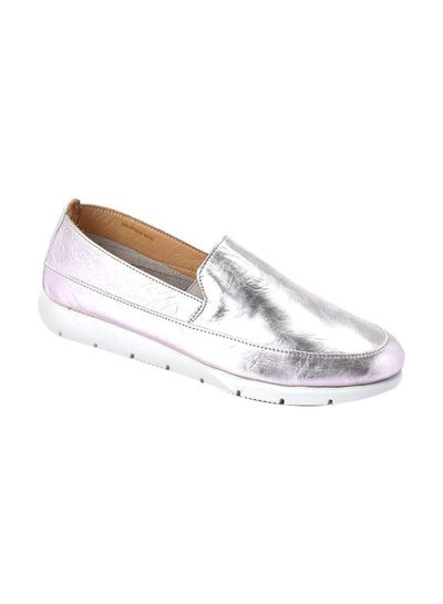 Buy Leather Slip-on Casual Shoes Pink Silver in Egypt