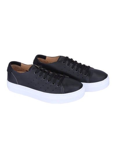 Buy Leather Lace-up Sneakers Black in Egypt
