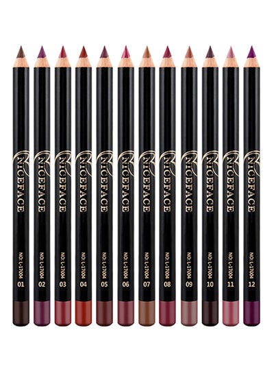 Buy 12-Piece Waterproof Lipliner Pencil Set Multicolour in UAE