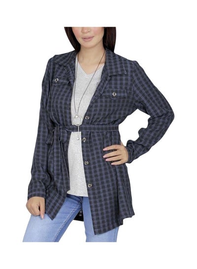 Buy Cotton Jacket With Belt Blue in Egypt