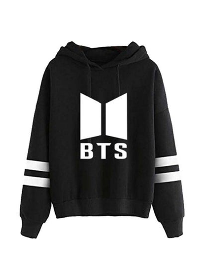 Buy Printed Hoodie Black/White in Saudi Arabia