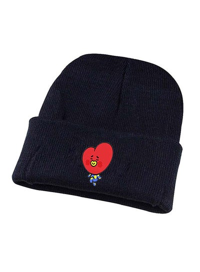 Buy Cartoon Printed Knitted Cap Black in UAE