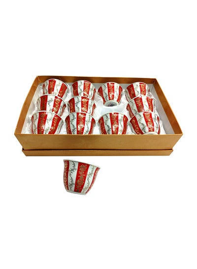 اشتري 12-Piece Arabian Cawa Cup Set White/Red 30centimeter في الامارات