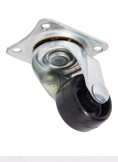 Buy Flat Rubber Wheel Caster Black/Silver 3x4x3centimeter in UAE