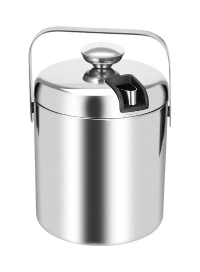 Buy Stainless Steel Ice Bucket With Tong Silver 1Liters in Saudi Arabia