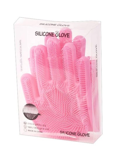 Buy 2-Piece Silicone Gloves Pink in Saudi Arabia