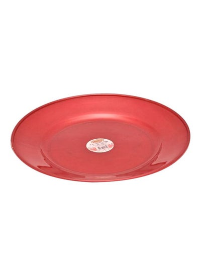 Buy Plastic Serving Plate Red 22cm in Saudi Arabia