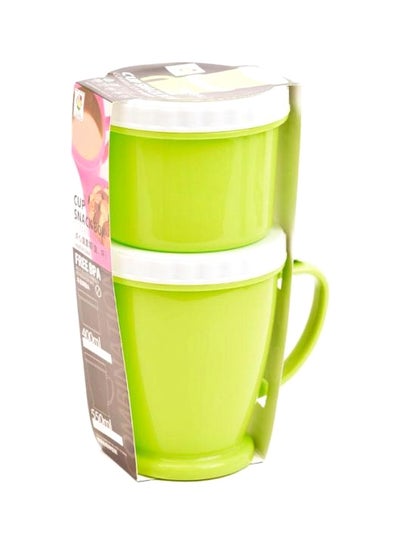 اشتري 2-Piece Cup Snack Box أخضر/أبيض في السعودية