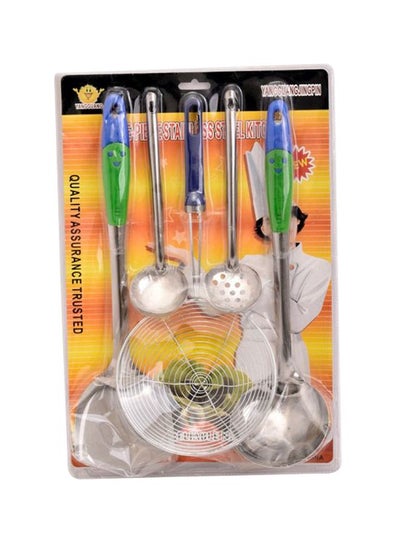 Buy 5-Piece Stainless Steel Kitchen Accessories Set Silver/Blue/Green in Saudi Arabia