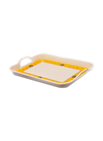 Buy 2-Handle Melamine Tray Yellow/Beige 15inch in Saudi Arabia